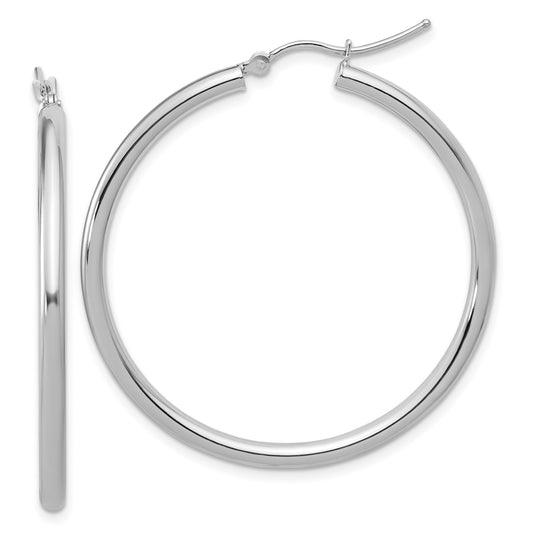 14K White Gold Leslie's Women's 2.5mm Hoop Earrings