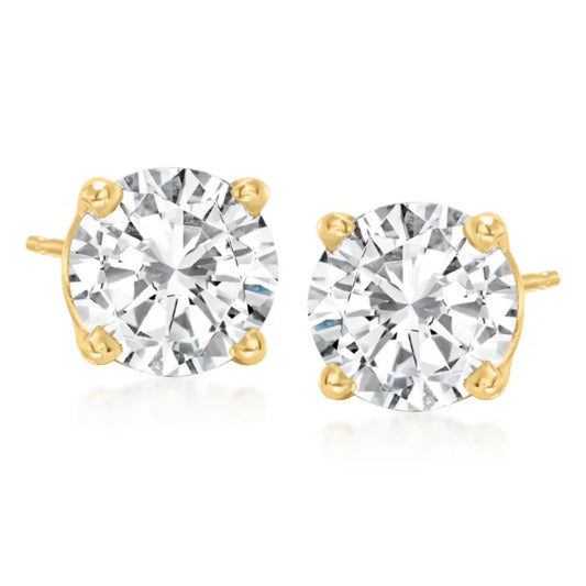 Anna Zukerman Anastasia 74 Women's 2 ct. Diamond Crystalline Stud Earrings in 18K Yellow Gold over 925 Sterling Silver