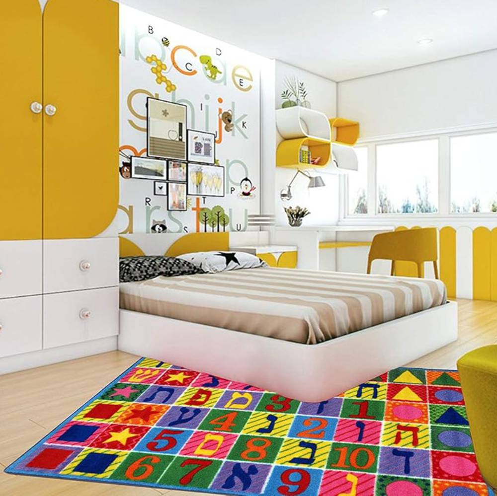 L.A Rugs Hebrew Numbers and Letters Rectangular Area Rug