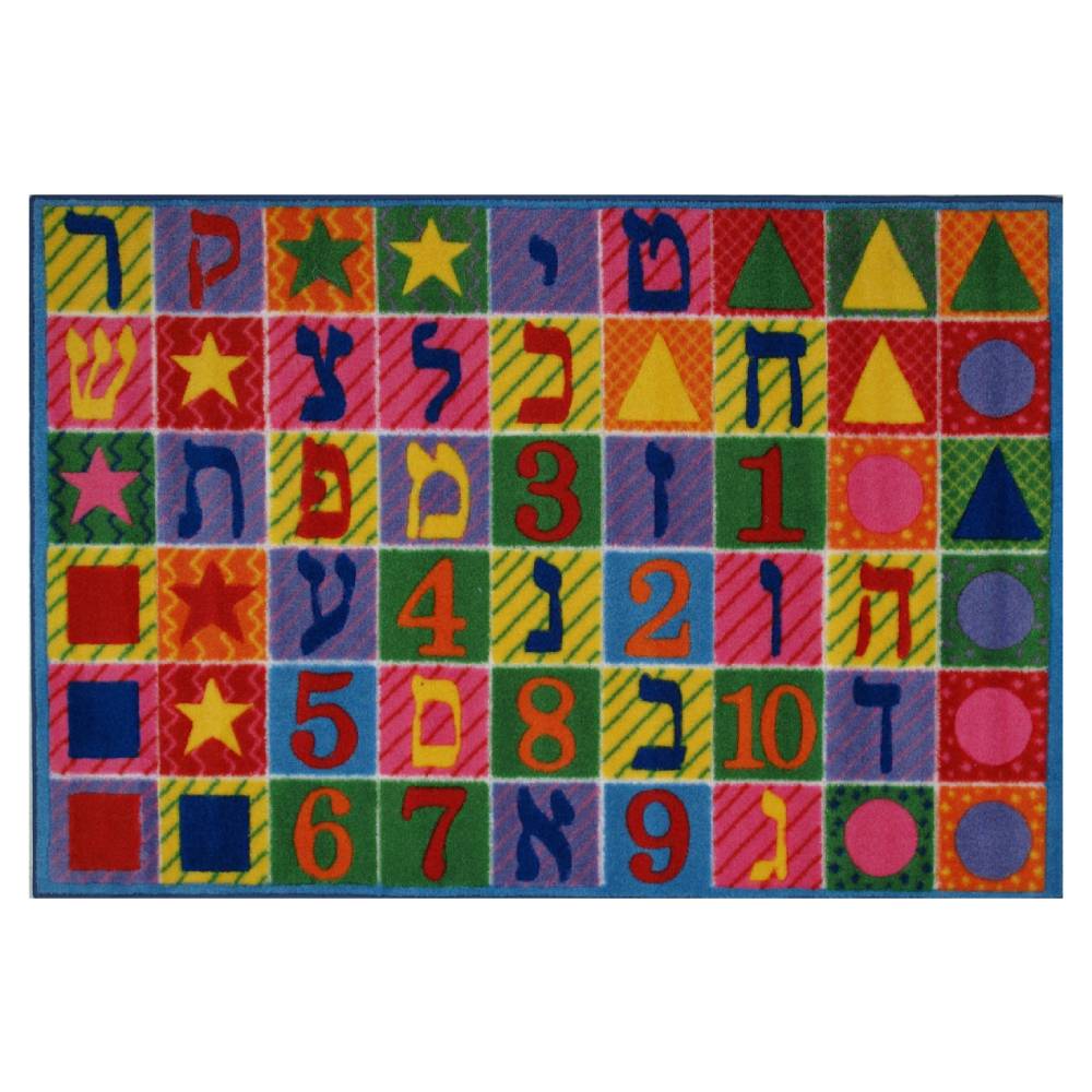 L.A Rugs Hebrew Numbers and Letters Rectangular Area Rug