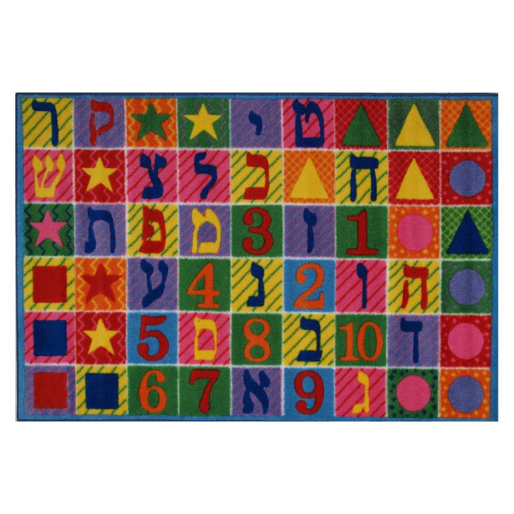 L.A Rugs Hebrew Numbers and Letters Rectangular Area Rug