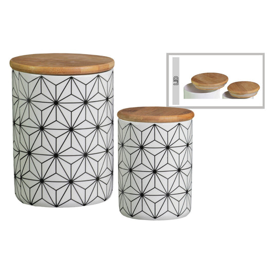 Urban Trends Cylinder Canister with Led (Set of 2) - White