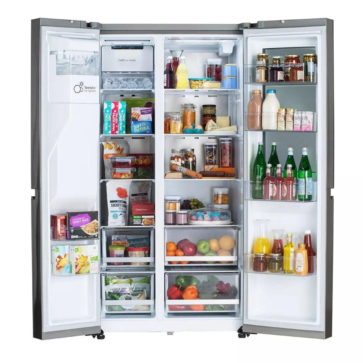 Bundle: LG 27.1 cu. ft. Side by Side Smart Refrigerator with Craft Ice + 5.8 cu. ft. Smart Gas Range with SmartDiagnosis - Silver