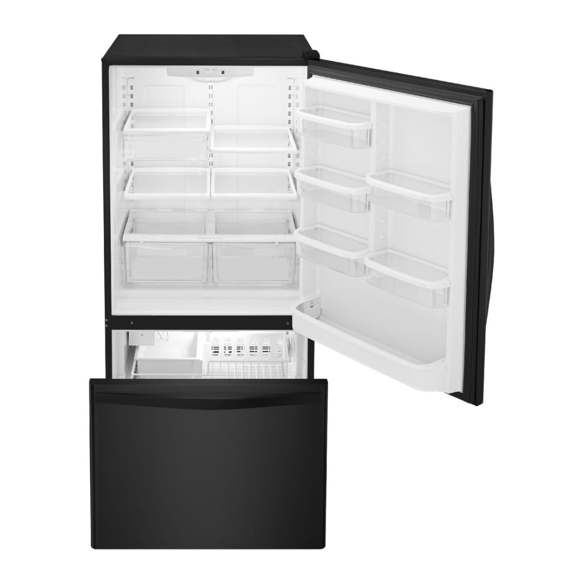 Whirlpool WRB329DMBB 18.7 cu. ft. Bottom-Freezer Refrigerator with SpillGuard Glass Shelves - Black