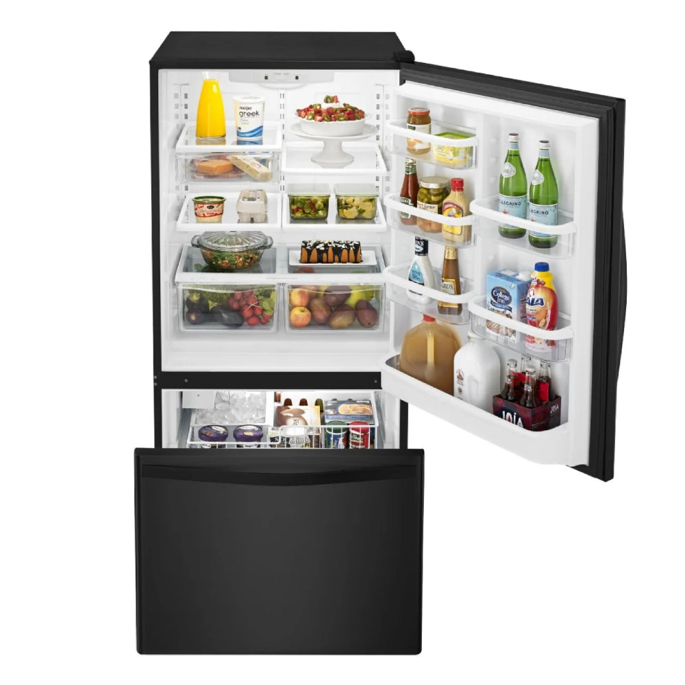 Whirlpool WRB329DMBB 18.7 cu. ft. Bottom-Freezer Refrigerator with SpillGuard Glass Shelves - Black