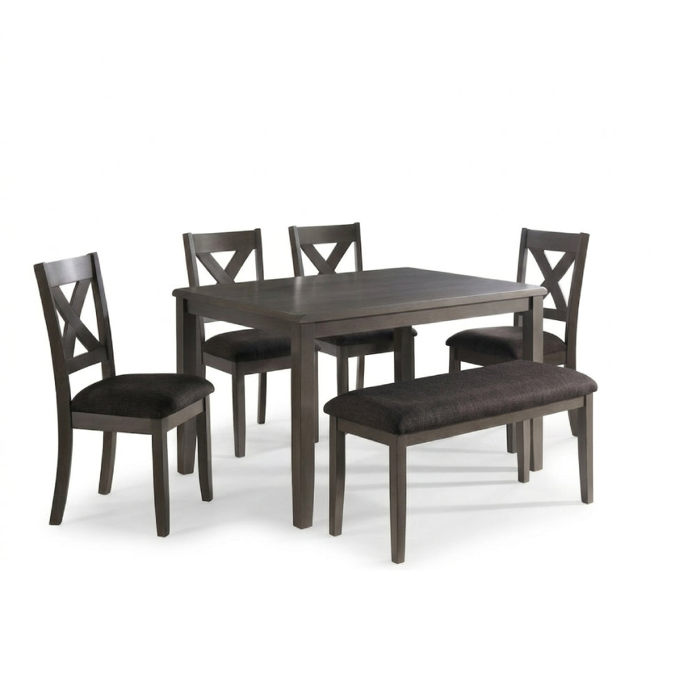 Bundle: Whirlpool 18.7 cu. ft. Bottom-Freezer Refrigerator with SpillGuard Glass Shelves - Black + Chandler (6-Piece) Dining Table Set by Vilo Home - Gray