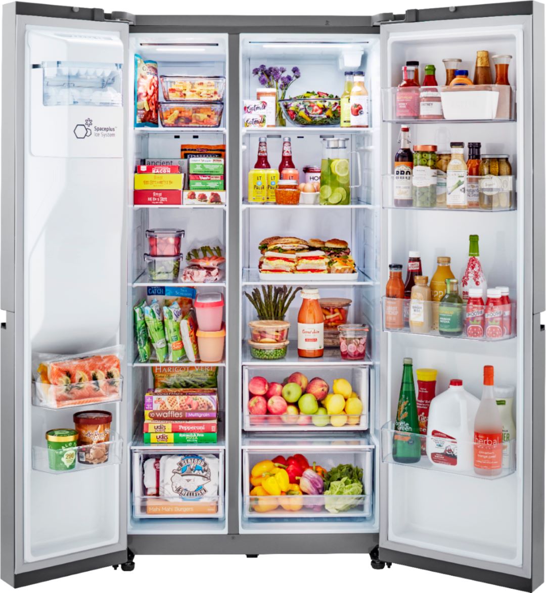 Paquete LG: refrigerador de acero inoxidable LG LRSXS2706S de 27,16 pies cúbicos de lado a lado + cocina a gas inteligente con Wi-Fi y Air Fry LG LRGL5825F de 5,8 pies cúbicos