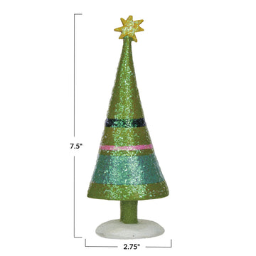 Creative Co-op Christmas Tree with Stripes and Star - Multicolor