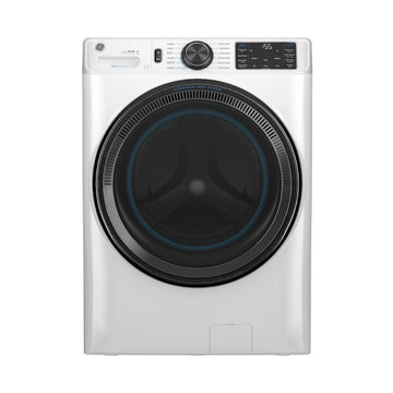 Lavadora a vapor de carga frontal inteligente GE GFW655SSVWW de 5,0 pies cúbicos con SmartDispense - Blanca