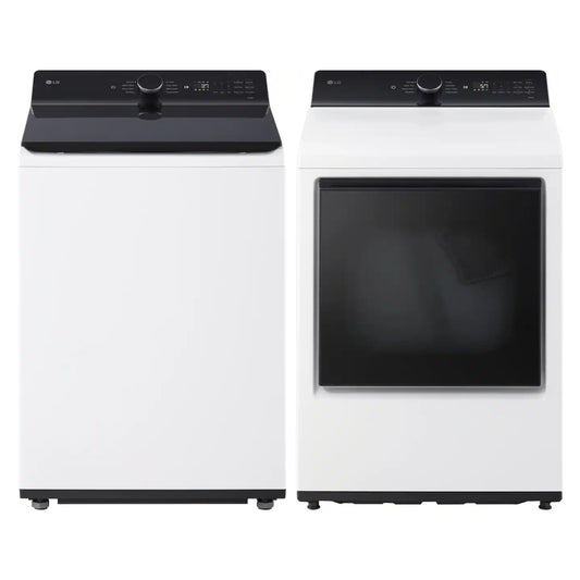 Bundle: LG 5.3 cu. ft. Smart Top Load Washer with 4-Way Agitator + 7.3 cu. ft. Smart Gas Dryer with Built-In Intelligence - White