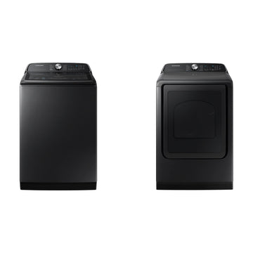 Samsung 5.5 cu.ft. Top Load Washer and 7.4 cu.ft. Front Load Electric Dryer Set - Black