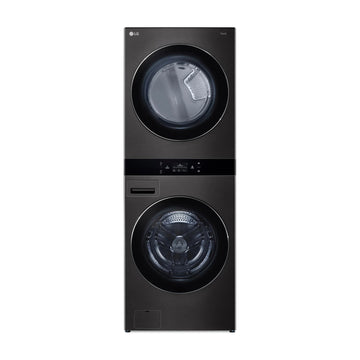 LG Single Unit Front Load 5.0 cu. ft. Washer and 7.4 cu. ft. Gas Dryer with Center Control - Black