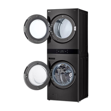 LG Single Unit Front Load 5.0 cu. ft. Washer and 7.4 cu. ft. Electric Dryer with Center Control - Black