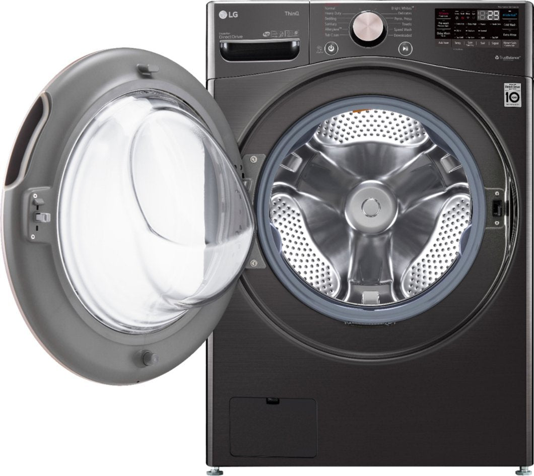 LG WM4000HBA 4.5 cu. ft. Stackable Front Load Washer with Wi-Fi and Smart Features - Black Steel