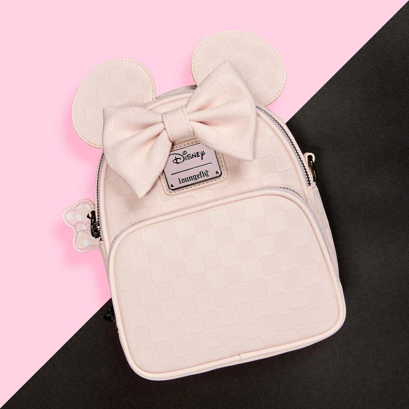Disney Minnie Mouse Checkered Texture Convertible Mini Backpack