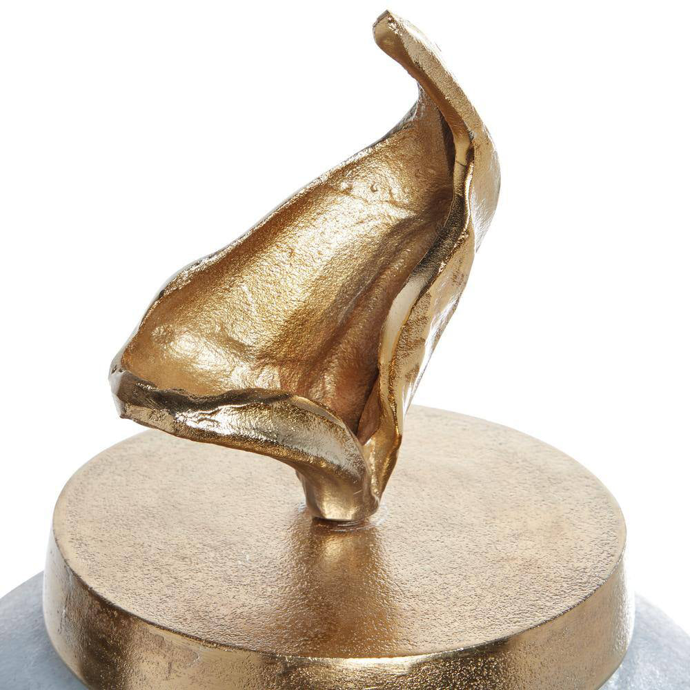 UMA Enterprises Coastal 27" Glass & Aluminum Vase with Lid - Blue/Gold