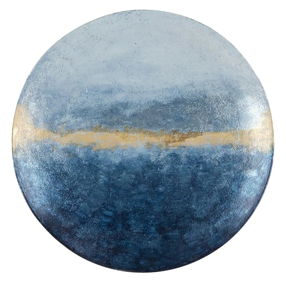 UMA Enterprises Coastal 31" Metal Round Wall Décor - Blue/Gold