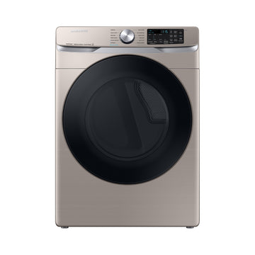 Secadora eléctrica Samsung DVE45B6300C de 7,5 pies cúbicos, apilable, con ventilación y Steam Sanitize+, color champán 