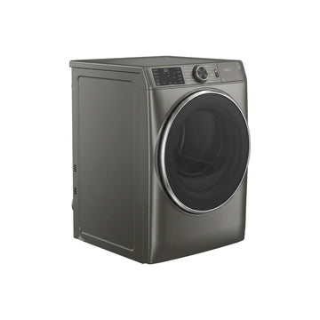 Secadora a gas GE GFD65GSPNSN de 7,8 pies cúbicos con carga frontal, 12 ciclos y vapor, níquel satinado 
