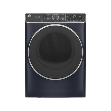 Secadora a gas GE Smart GFD85GSPNRS de 7,8 pies cúbicos con carga frontal, vapor y desinfección, azul zafiro 