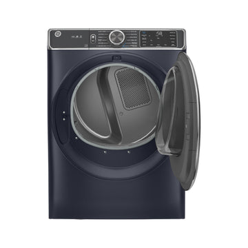 Secadora a gas GE Smart GFD85GSPNRS de 7,8 pies cúbicos con carga frontal, vapor y desinfección, azul zafiro 