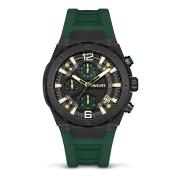 Ducati Men's 43.5mm Green Strap Watch - Black Dial