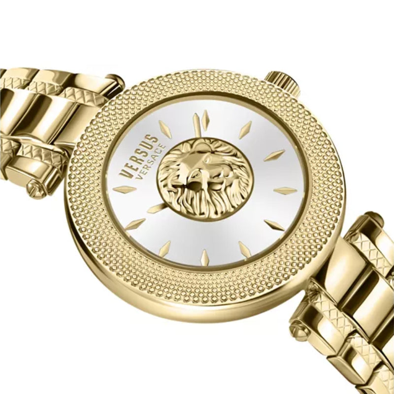 Versus Versace Brick Lane Women's 36mm Yellow Gold Bracelet Watch - Silver Dial