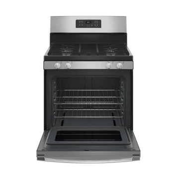 Cocina a gas independiente GE JGBS61RPSS de 4,8 pies cúbicos y 30" con 4 quemadores sellados - Acero inoxidable