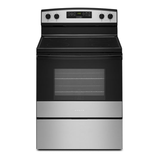 Amana AER6303MMS 4.8 cu. ft. Freestanding Electric Range with Extra-Large Oven Window - Silver