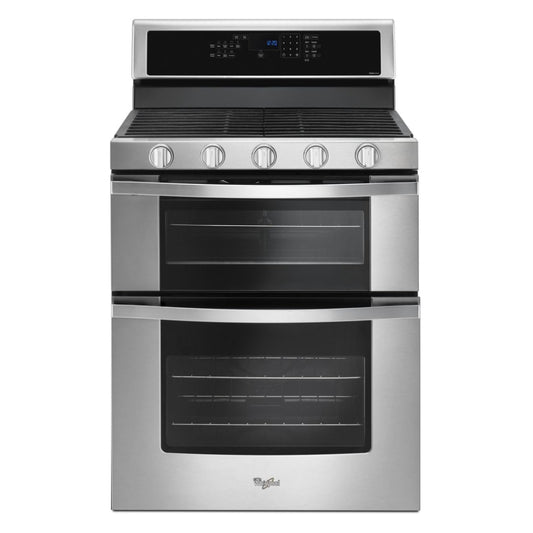 Whirlpool WGG745S0FS 6 cu. ft. Self-Cleaning Freestanding Double Oven Gas Convection Range - Silver