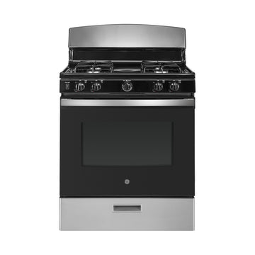 GE JGBS30RETSS 4.8 cu.ft  Free-Standing Gas Range with 4 Sealed Burners - Silver/Black