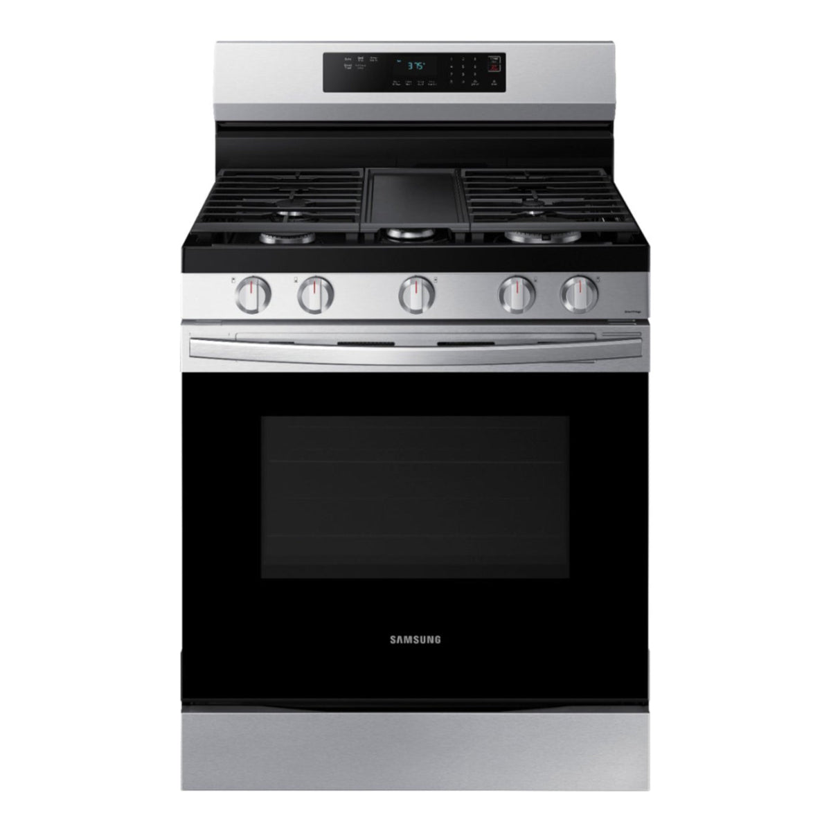 Bundle: Samsung 6.0 cu. ft. Freestanding Gas Range with 18K BTU Dual Power Burner & Self Clean + Lubeck 1.3 cu. ft. 1000 Watt Air Fry Microwave Oven - Silver