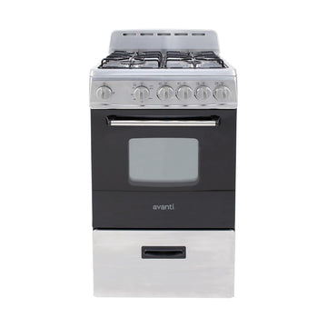 Cocina a gas independiente Avanti GR2013CSS de 20" con horno de 2,1 pies cúbicos, acero inoxidable/negro