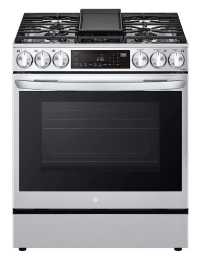 LG LSGL6335F Cocina a gas deslizable con convección ProBake, habilitada para WiFi inteligente, de 6,3 pies cúbicos, con freidora de aire - Acero inoxidable a prueba de impresiones