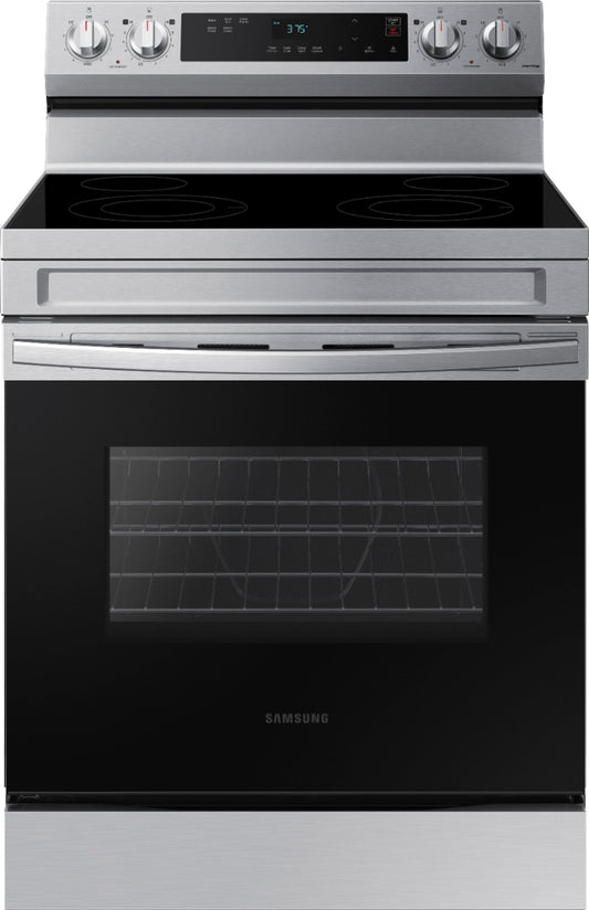 Cocina eléctrica independiente Samsung NE63A6111SS de 6,3 pies cúbicos con limpieza a vapor - Acero inoxidable