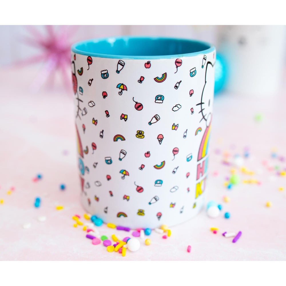 Sanrio Hello Kitty Rainbow Glitter 14 oz Ceramic Mug - Multicolor