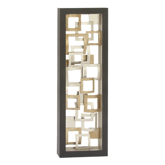 UMA Enterprises Contemporary 48" x 16" Abstract Wall Decor with Black Frame - Gold