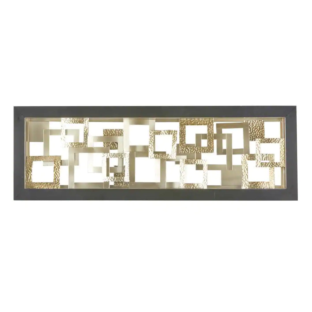 UMA Enterprises Contemporary 48" x 16" Abstract Wall Decor with Black Frame - Gold