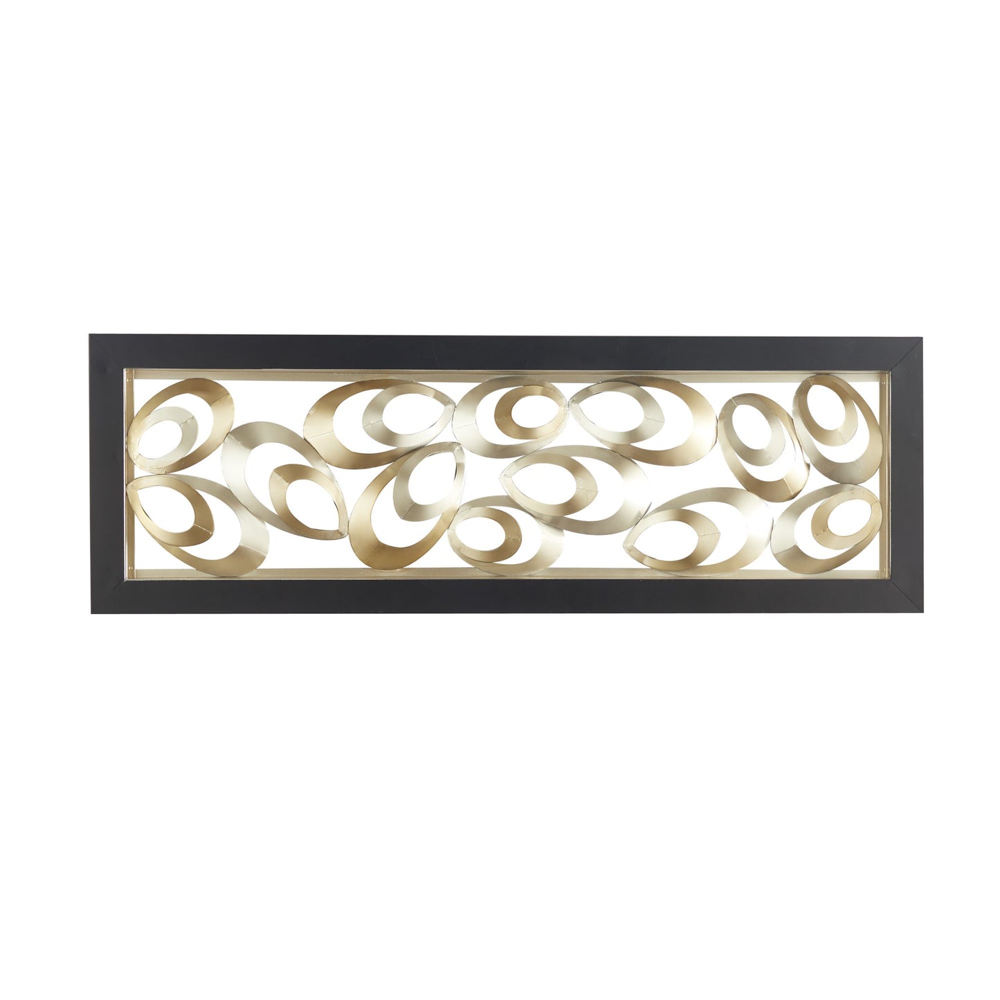 UMA Enterprises Contemporary 48" x 16" Abstract Wall Decor with Black Frame - Gold
