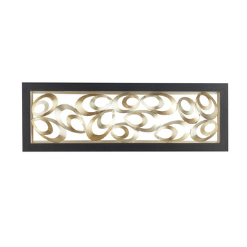 UMA Enterprises Contemporary 48" x 16" Abstract Wall Decor with Black Frame - Gold