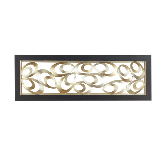 UMA Enterprises Contemporary 48" x 16" Abstract Wall Decor with Black Frame - Gold