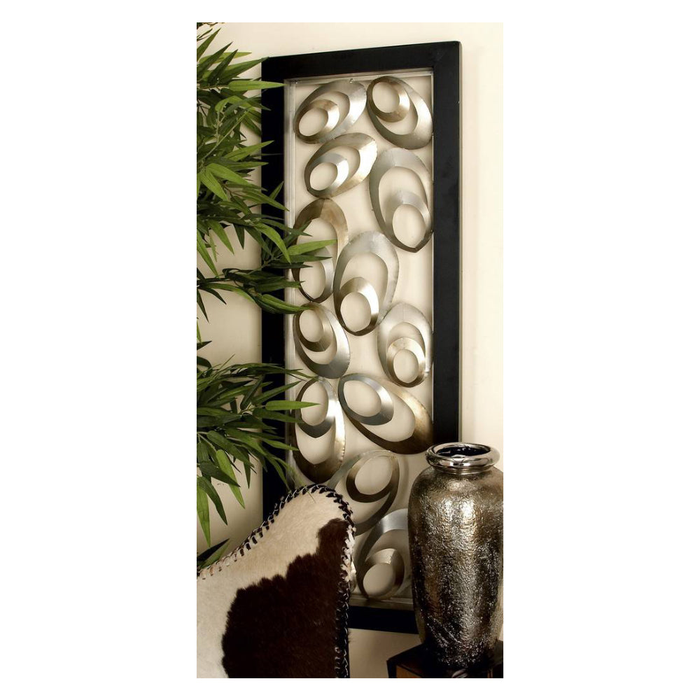 UMA Enterprises Contemporary 48" x 16" Abstract Wall Decor with Black Frame - Gold