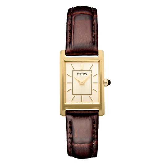 Seiko Essentials Men's 18.9mm Brown Strap Watch - Champagne Dial