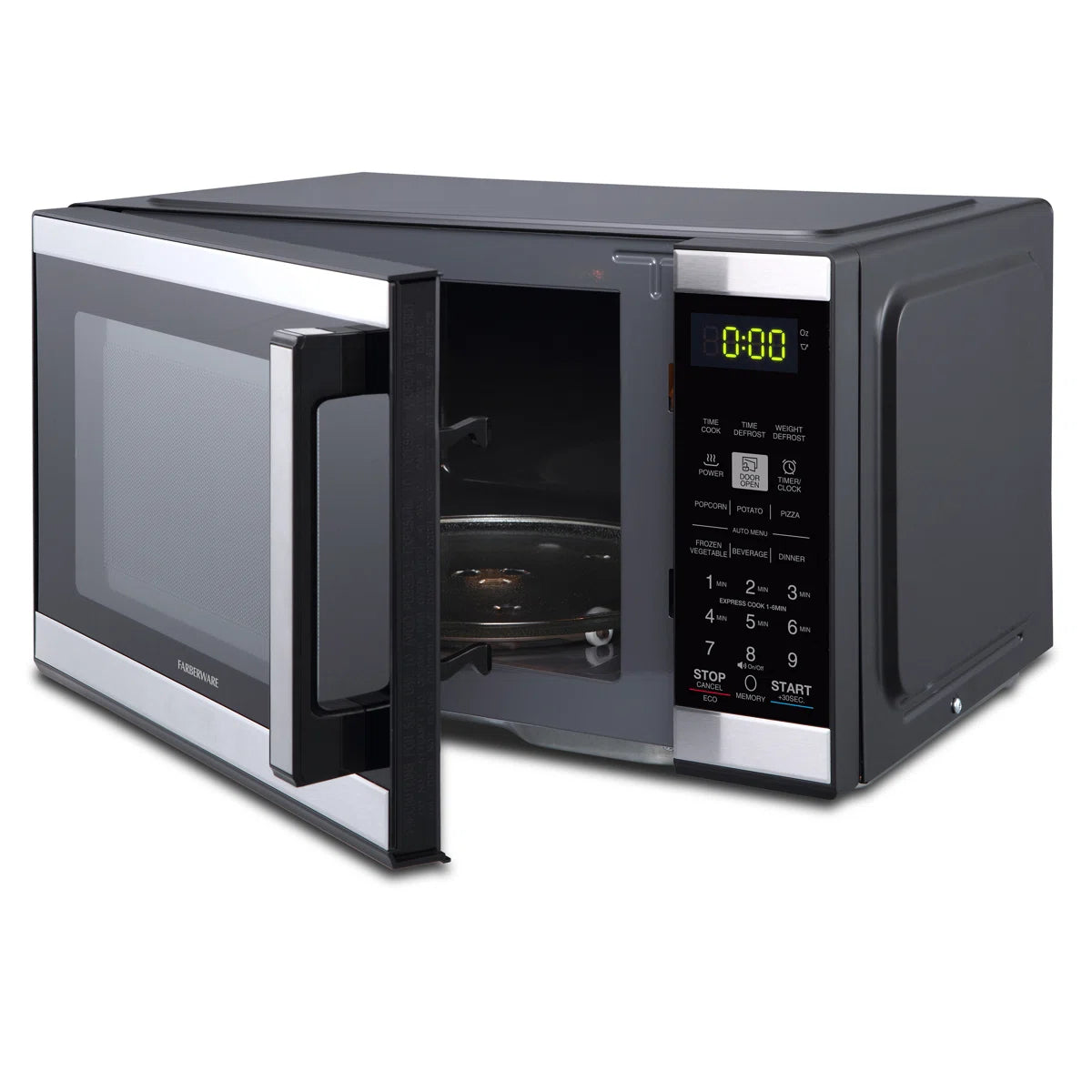 Farberware FMO09BLKSS Countertop 900 Watts Microwave Oven with Child Lock - Black