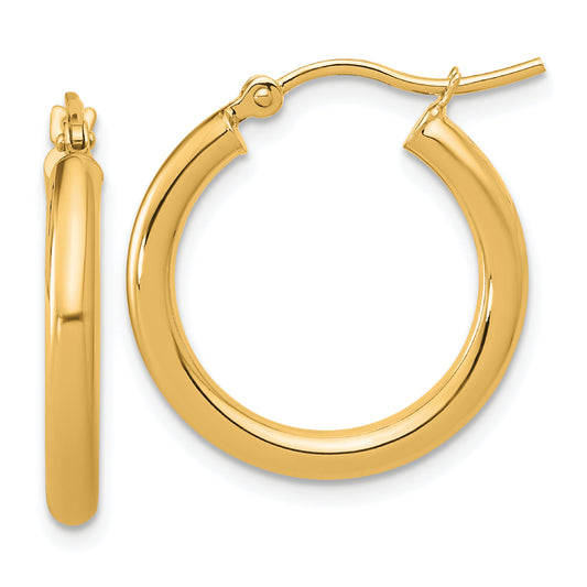 14K Leslie's Women's 2.5mm Tube Hoop Earrings in 14K Yellow Gold