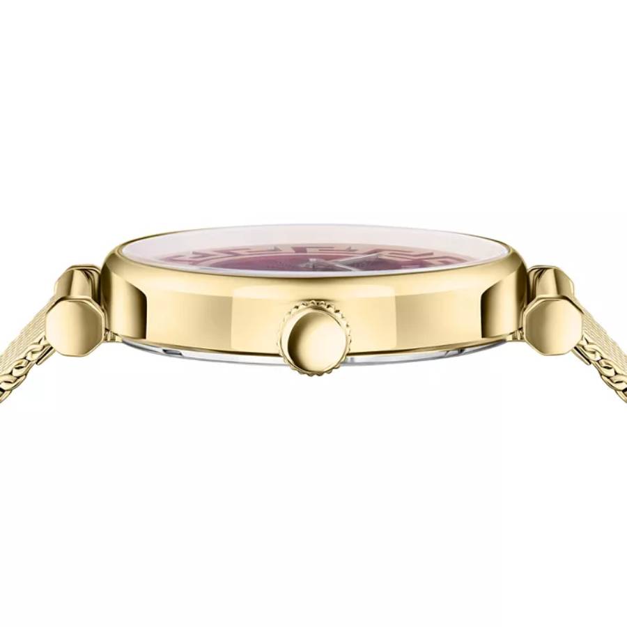 Versace Greca Chic Women's 35mm Gold Bracelet Watch - Red Dial