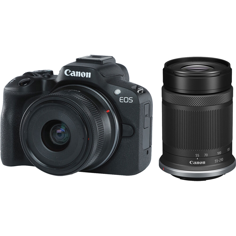 Canon EOS R50 Mirrorless Digital Camera with 18-45mm IS STM & 55-210mm IS STM Lens - Black