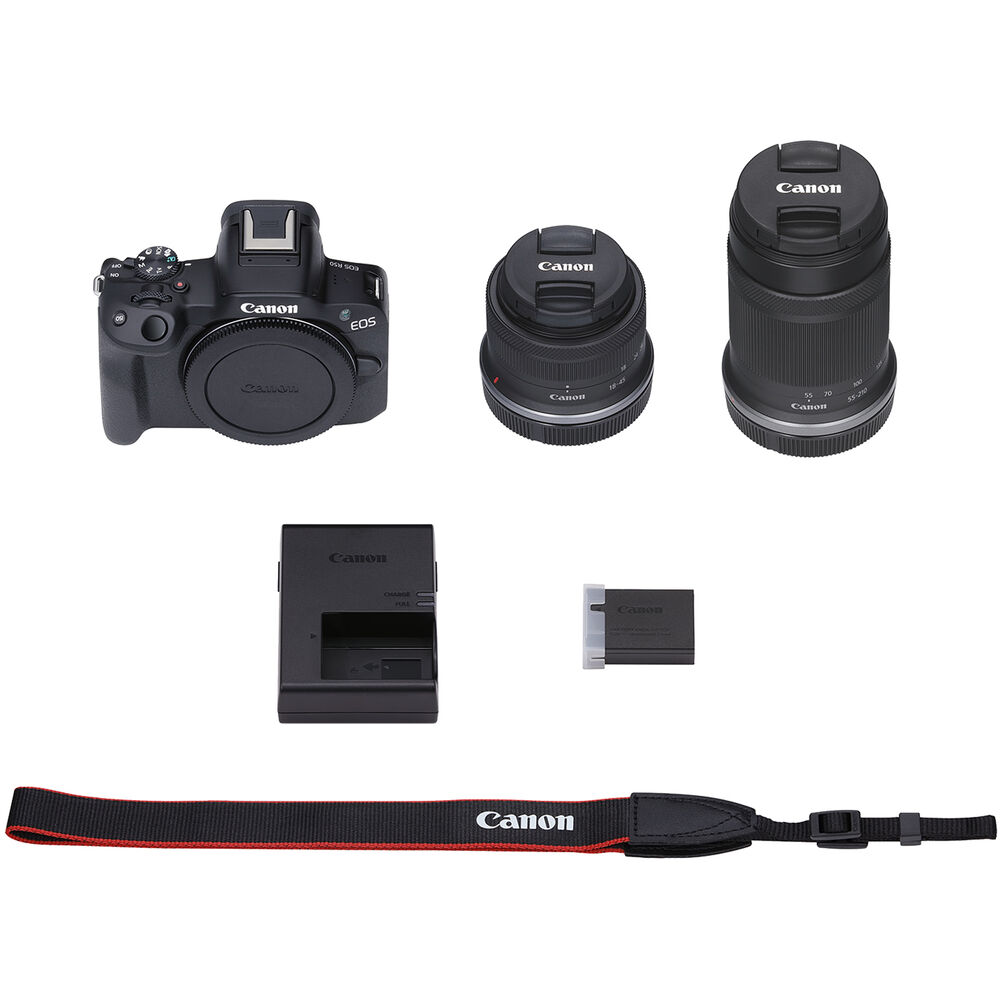 Canon EOS R50 Mirrorless Digital Camera with 18-45mm IS STM & 55-210mm IS STM Lens - Black