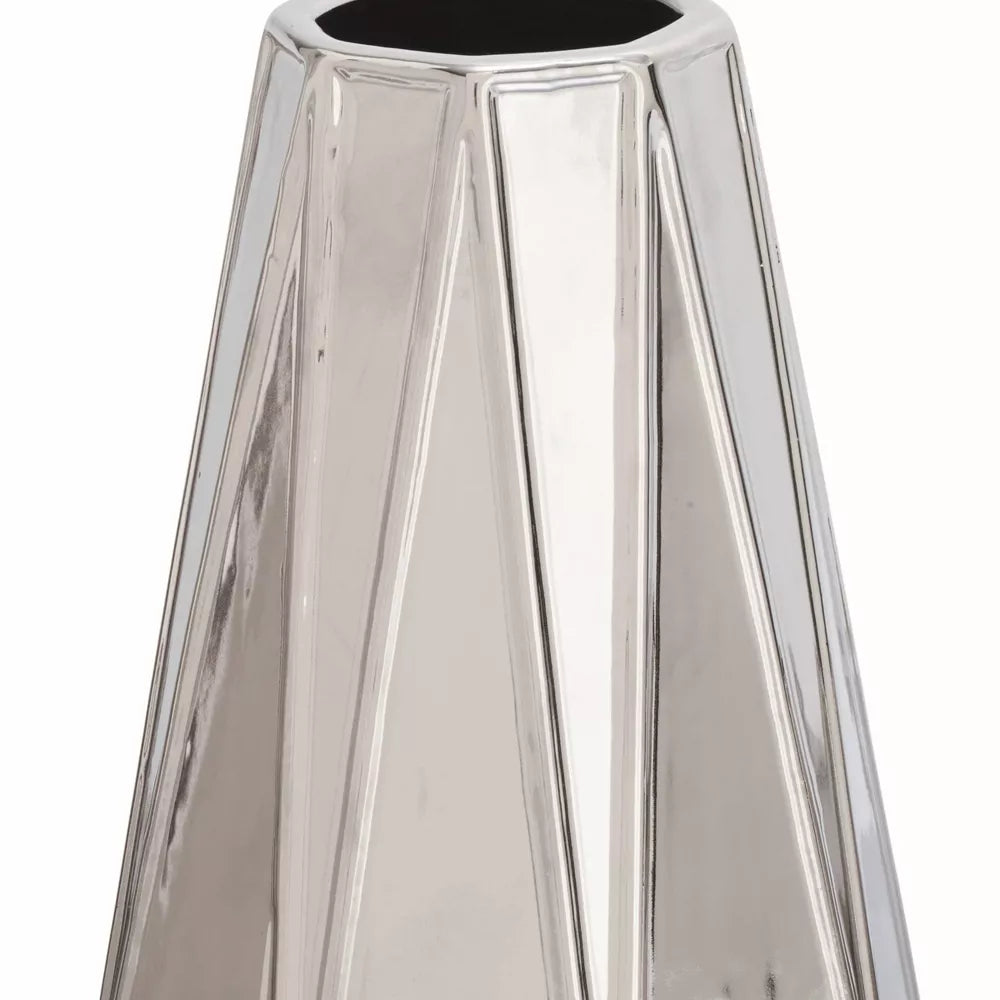 UMA Enterprises Glam Geometric Ceramic Vase (Set of 3) - Silver