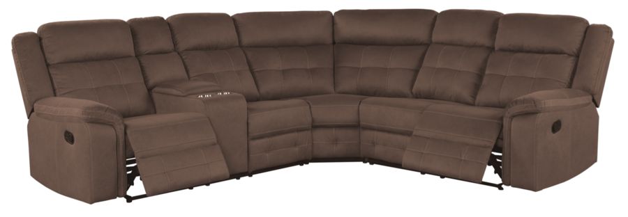 Keystone Contemporary Brown Sectional with Center Console - Swatch - Alternate Image